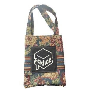 Handmade Floral Tapestry Tote Bag FCK ICE Chinga La Migra Farmer Market Shopping